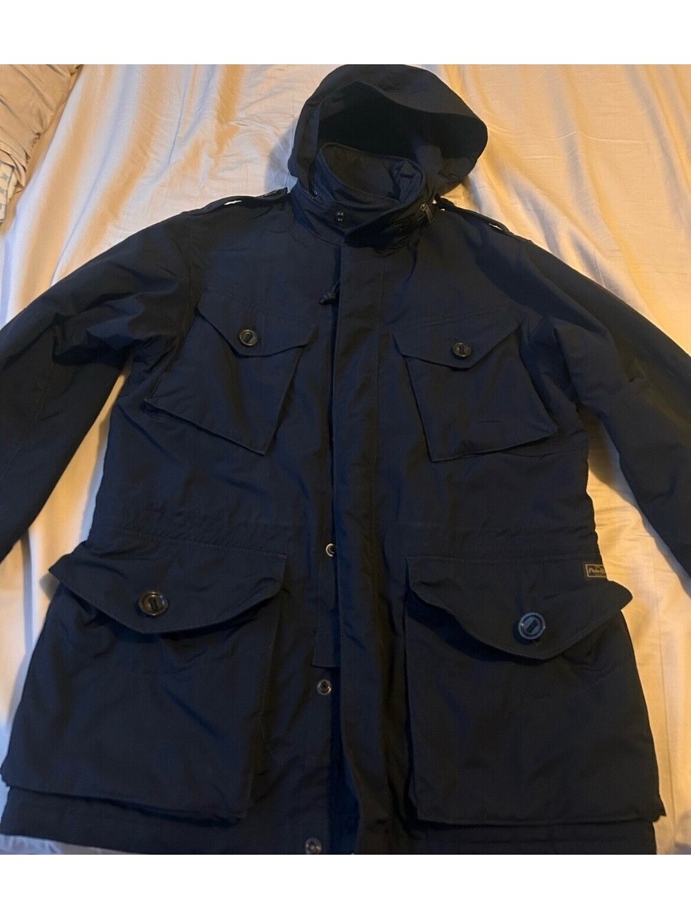 Polo Ralph Lauren Men’s Navy Down Field Military Field Jacket Stowaway Hood Med